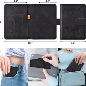 Eoehro Passport Holder for Travel Essentials, Passport Wallet Cover Case for Travel Must Haves Accessories,Passport Book Holders for Women and Men(black)